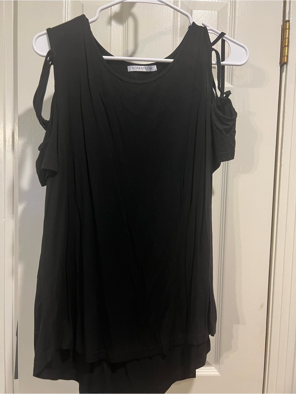 Adrianna Black Cold-Shoulder Tunic Top